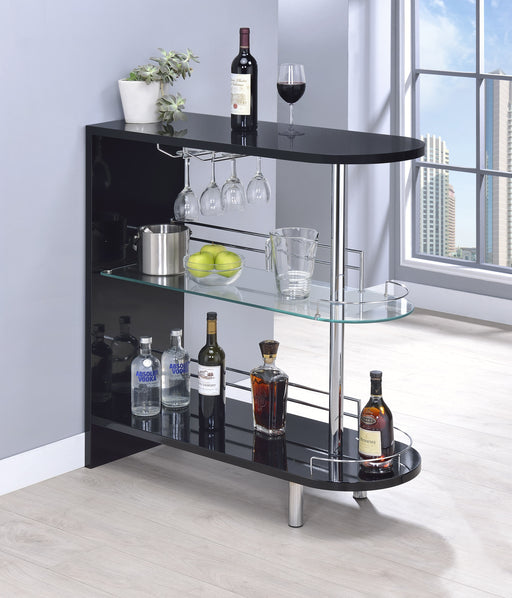 Adolfo 3-tier Bar Table Glossy Black and Clear - Orbit Furniture (Richmond,BC)