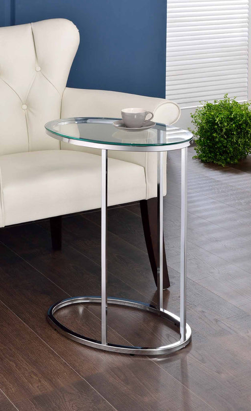 Kyle Oval Snack Table Chrome and Clear - Orbit Furniture (Richmond,BC)