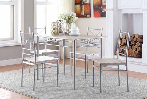 Anna Fontana 5-piece Rectangular Dining Set Brushed Silver - Orbit Furniture (Richmond,BC)