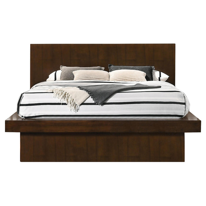 Jessica Eastern King & Queen Platform Bed with Rail Seating Cappuccino - Orbit Furniture (Richmond,BC)