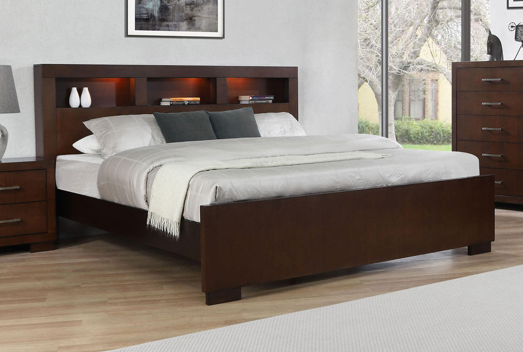 Jessica California King, E.king, & Queen Bed with Storage Headboard Cappuccino - Orbit Furniture (Richmond,BC)
