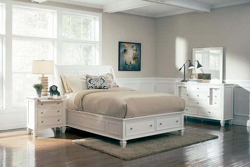Sandy Beach 4 & 5 Piece Storage Bedroom Set with Sleigh Headboard E.King, Queen, & Cal.King - Orbit Furniture (Richmond,BC)