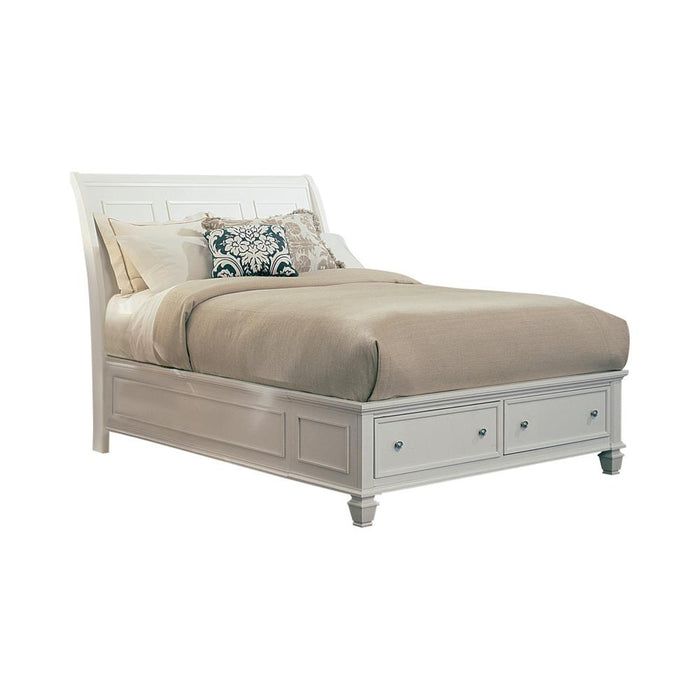 Sandy Beach Queen & E.King Storage Sleigh Bed Black & White - Orbit Furniture (Richmond,BC)