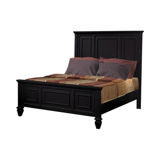 Sandy Beach Queen & E.King Panel Bed with High Headboard Black & White - Orbit Furniture (Richmond,BC)