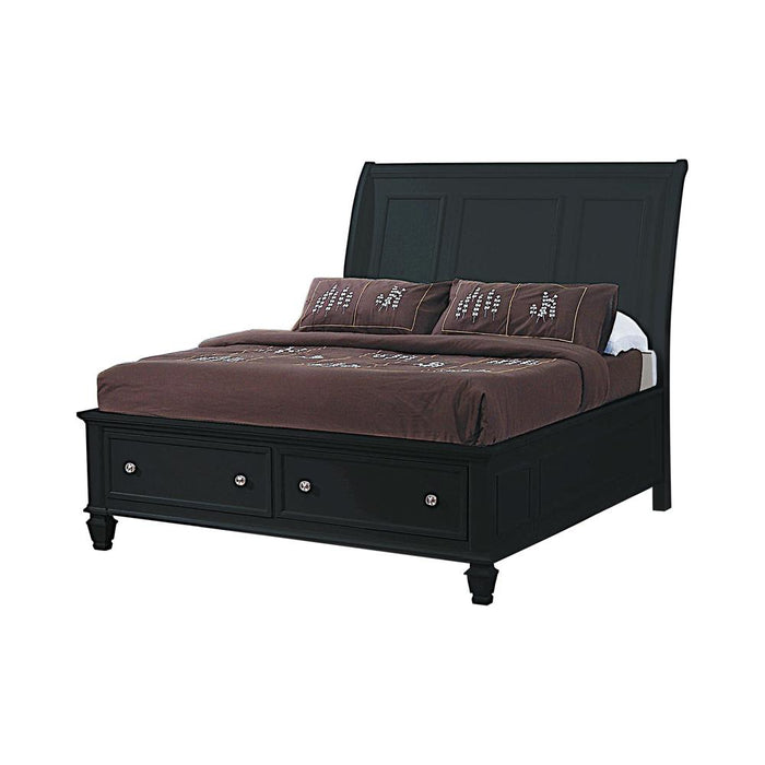 Sandy Beach Queen & E.King Storage Sleigh Bed Black & White - Orbit Furniture (Richmond,BC)