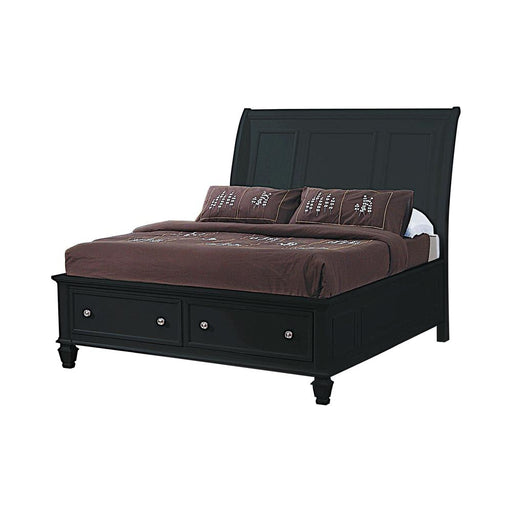 Sandy Beach Queen & E.King Storage Sleigh Bed Black & White - Orbit Furniture (Richmond,BC)