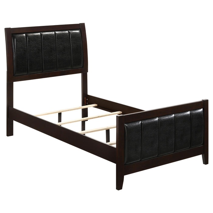 Carlton Full & Twin Upholstered Panel Bed Cappuccino and Black - Orbit Furniture (Richmond,BC)