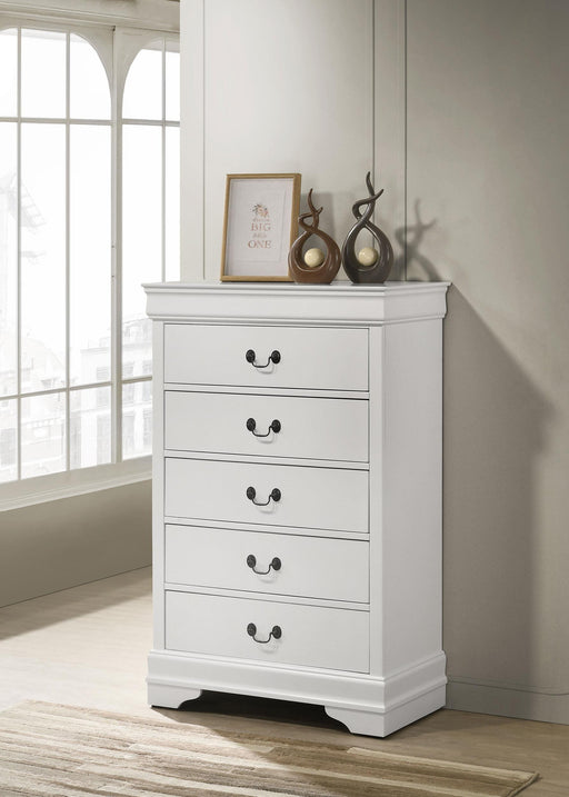 Louis Philippe 5-drawer Bedroom Chest White - Orbit Furniture (Richmond,BC)