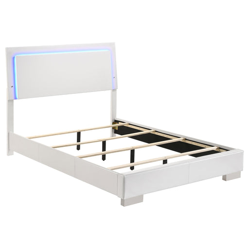 Felicity Full & Twin Panel Bed with LED Lighting Glossy White - Orbit Furniture (Richmond,BC)