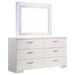 Felicity 6-drawer Dresser with LED Mirror White High Gloss - Orbit Furniture (Richmond,BC)