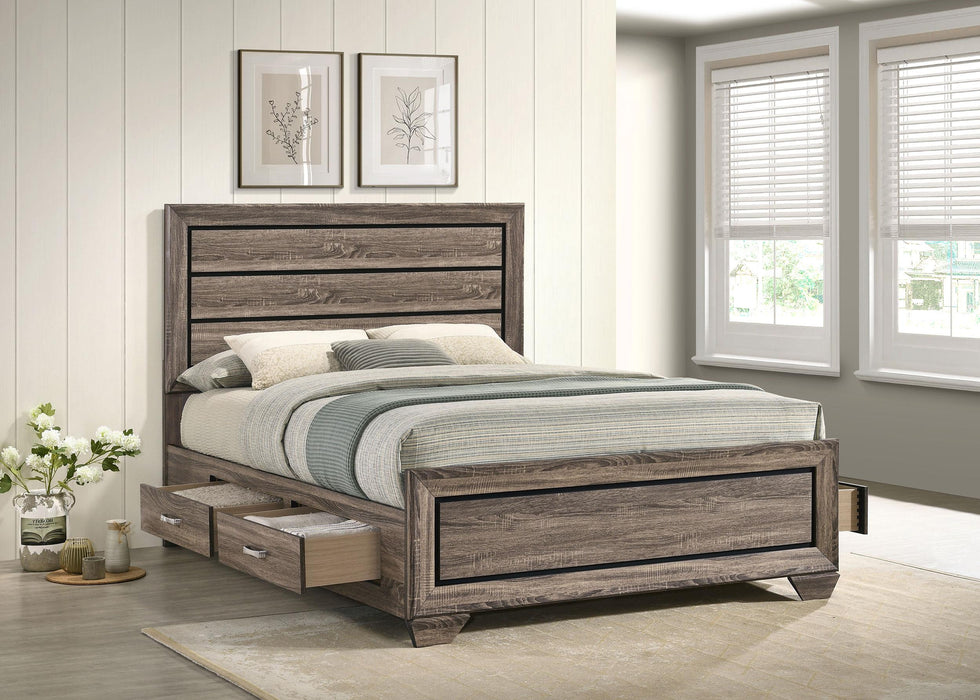 Kauffman California King, Eastren King & Queen Storage Bed Washed Taupe - Orbit Furniture (Richmond,BC)