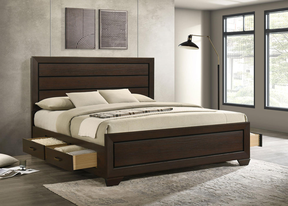 Kauffman California King, Eastren king, & Queen Storage Bed Dark Cocoa - Orbit Furniture (Richmond,BC)