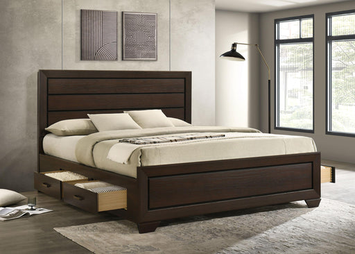 Kauffman California King, Eastren king, & Queen Storage Bed Dark Cocoa - Orbit Furniture (Richmond,BC)