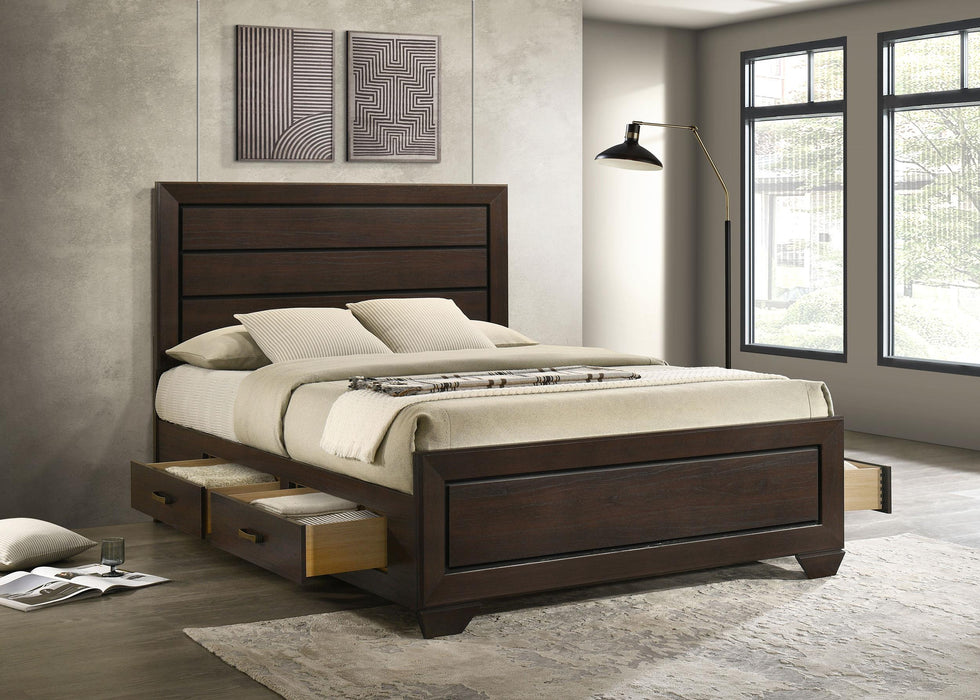 Kauffman California King, Eastren king, & Queen Storage Bed Dark Cocoa - Orbit Furniture (Richmond,BC)