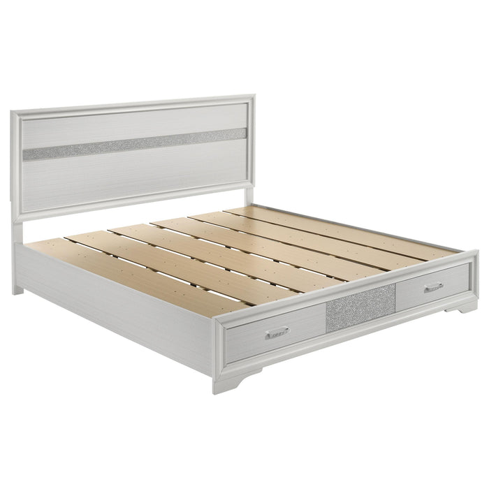 Miranda California King. E.King, & Queen 2-drawer Storage Bed Black & White - Orbit Furniture (Richmond,BC)