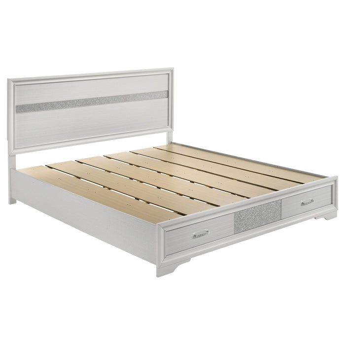 Miranda California King. E.King, & Queen 2-drawer Storage Bed Black & White - Orbit Furniture (Richmond,BC)