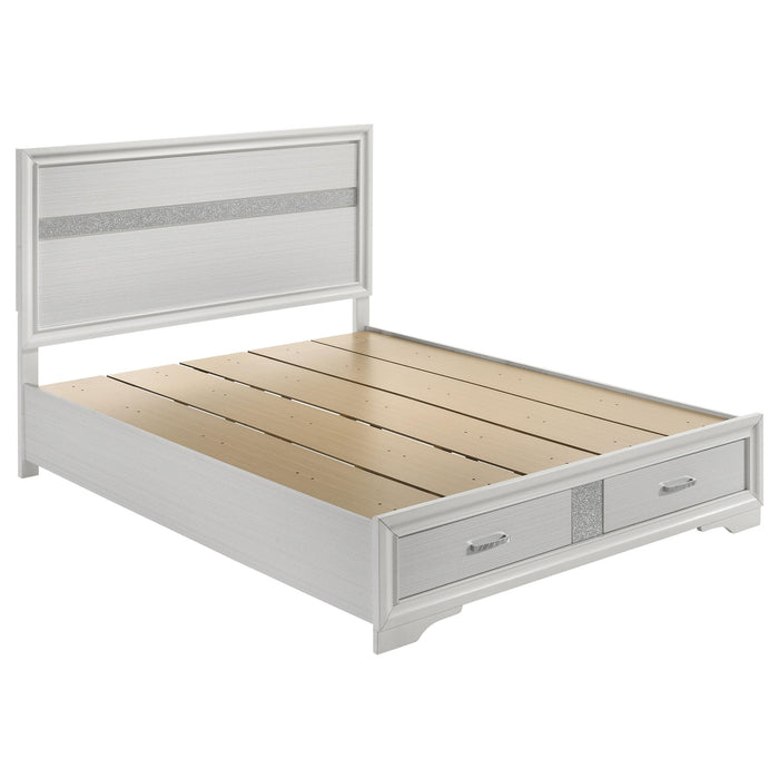 Miranda California King. E.King, & Queen 2-drawer Storage Bed Black & White - Orbit Furniture (Richmond,BC)