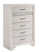 Miranda 5-drawer Chest White and Rhinestone - Orbit Furniture (Richmond,BC)