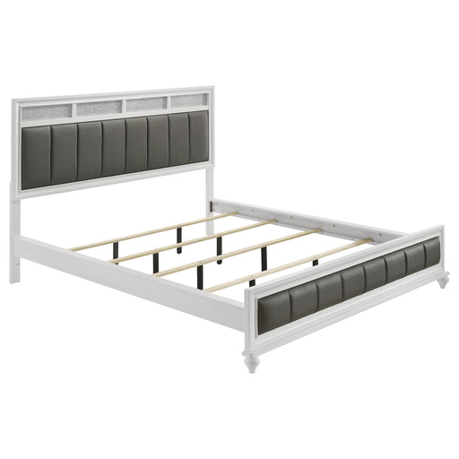 Barzini California King, E.King, & Queen Upholstered Panel Bed White - Orbit Furniture (Richmond,BC)