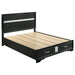 Miranda California King. E.King, & Queen 2-drawer Storage Bed Black & White - Orbit Furniture (Richmond,BC)