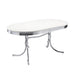 Retro Oval Dining Table Glossy White and Chrome - Orbit Furniture (Richmond,BC)