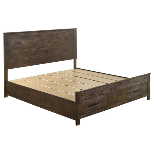 Woodmont Eastern King & Queen Storage Bed Rustic Golden Brown - Orbit Furniture (Richmond,BC)
