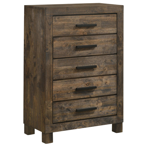 Woodmont 5-drawer Chest Rustic Golden Brown - Orbit Furniture (Richmond,BC)