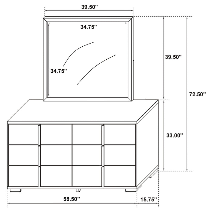 Marceline Dresser With Mirror - Orbit Furniture (Richmond,BC)