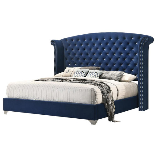 Melody California King, Eastren King, Queen Wingback Upholstered Bed Pacific Blue & Grey - Orbit Furniture (Richmond,BC)