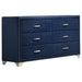 Melody 6-drawer Upholstered Dresser Pacific Blue - Orbit Furniture (Richmond,BC)
