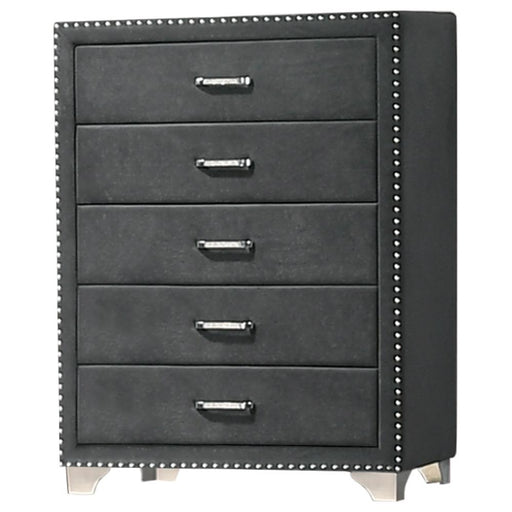 Melody 5-drawer Upholstered Chest Grey - Orbit Furniture (Richmond,BC)