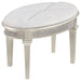 Evangeline Oval Vanity Stool with Faux Diamond Trim Silver and Ivory - Orbit Furniture (Richmond,BC)