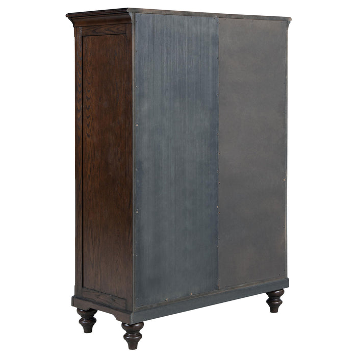 Andover 6-drawer Tempered Glass Door Chest Dark Oak - Orbit Furniture (Richmond,BC)