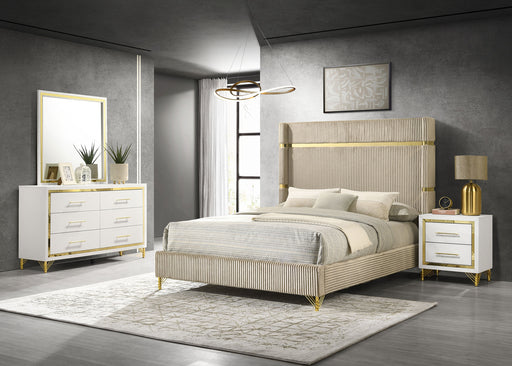 Lucia 4 & 5 Piece Bedroom Set King & Queen Beige & Grey - Orbit Furniture (Richmond,BC)