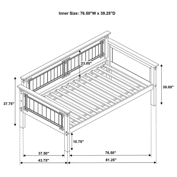 Oakdale Wood Twin Daybed with Trundle Rustic Honey - Orbit Furniture (Richmond,BC)