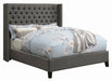 Bancroft Demi-wing Upholstered California King, E.King, Queen & Full Bed Grey - Orbit Furniture (Richmond,BC)