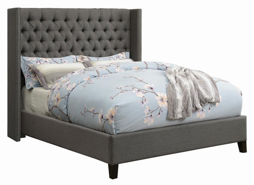 Bancroft Demi-wing Upholstered California King, E.King, Queen & Full Bed Grey - Orbit Furniture (Richmond,BC)