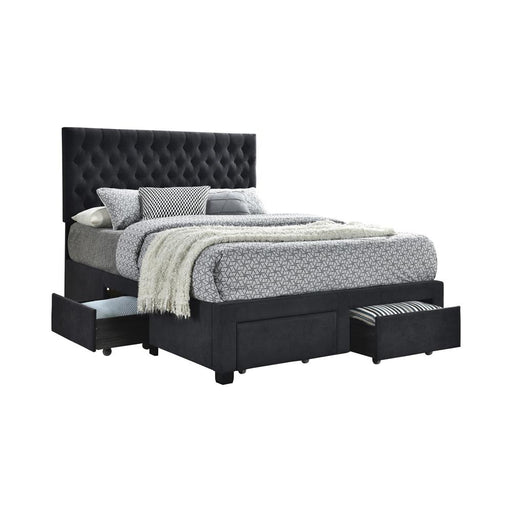 Soledad Eastern King, Full, & Queen 4-drawer Button Tufted Storage Bed Black & White - Orbit Furniture (Richmond,BC)