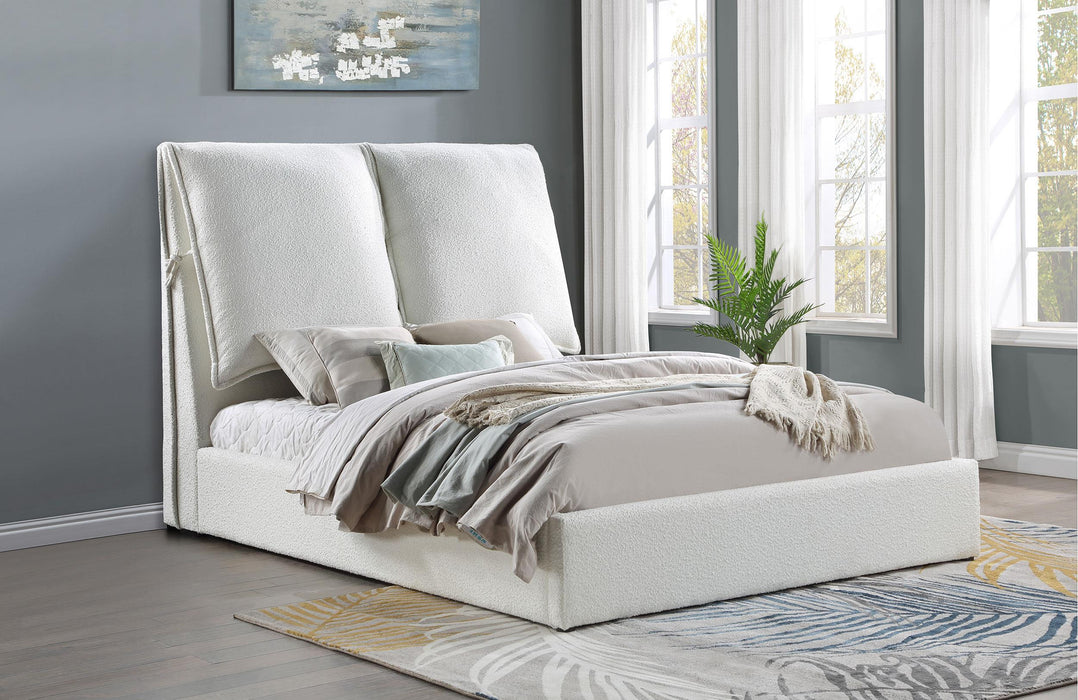 Gwendoline Upholstered Platform Bed with Pillow Headboard White - Orbit Furniture (Richmond,BC)