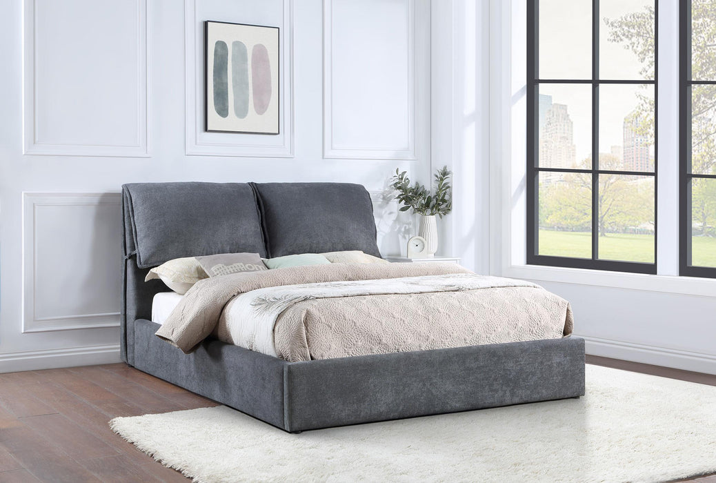 Laurel Upholstered Platform Bed with Pillow Headboard Charcoal Grey - Orbit Furniture (Richmond,BC)