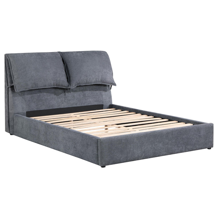 Laurel Upholstered Platform Bed with Pillow Headboard Charcoal Grey - Orbit Furniture (Richmond,BC)