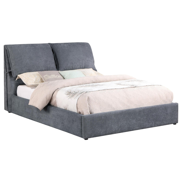 Laurel Upholstered Platform Bed with Pillow Headboard Charcoal Grey - Orbit Furniture (Richmond,BC)