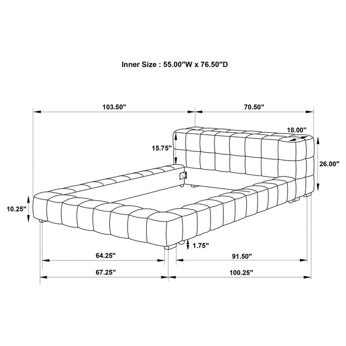 Trinity California King, E.king, Queen, & Full Bed Green & Light Taupe - Orbit Furniture (Richmond,BC)