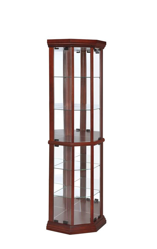Appledale 6-shelf Corner Curio Cabinet Medium Brown - Orbit Furniture (Richmond,BC)