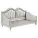 Evangeline Upholstered Twin Daybed with Faux Diamond Trim Silver and Ivory - Orbit Furniture (Richmond,BC)
