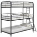 Garner Triple Twin Bunk Bed with Ladder Gunmetal - Orbit Furniture (Richmond,BC)