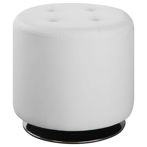 Bowman Round Upholstered Ottoman White - Orbit Furniture (Richmond,BC)