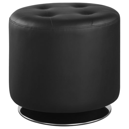 Bowman Round Upholstered Ottoman Black - Orbit Furniture (Richmond,BC)
