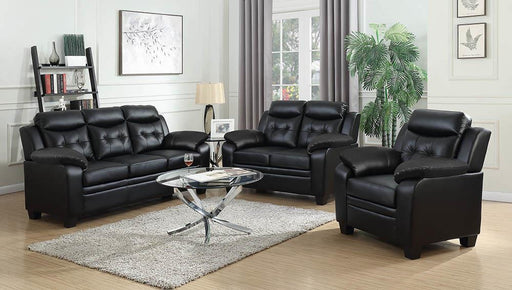Finley Upholstered Pillow Top Arm Living Room Set Black - Orbit Furniture (Richmond,BC)