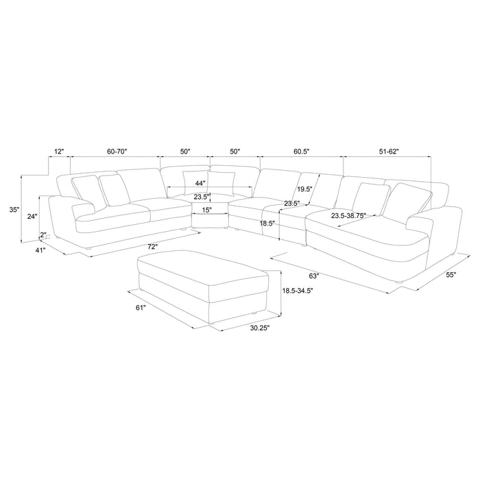 Emberson Upholstered Modular Sectional Sofa Ivory - Orbit Furniture (Richmond,BC)